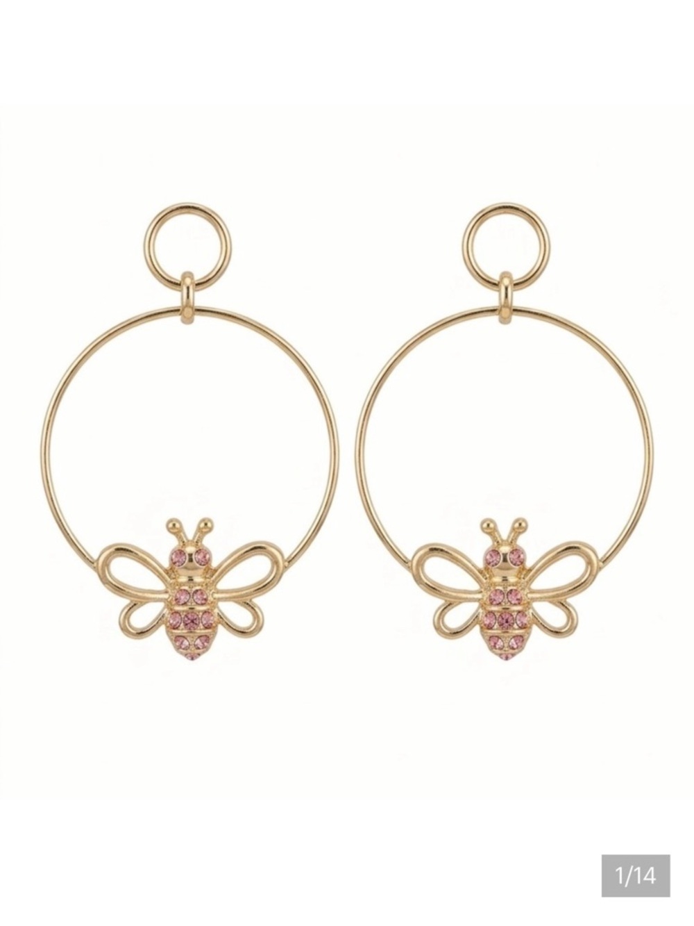 MARY KAY "You Can Do It" Crystal Bee Hoop Earrings